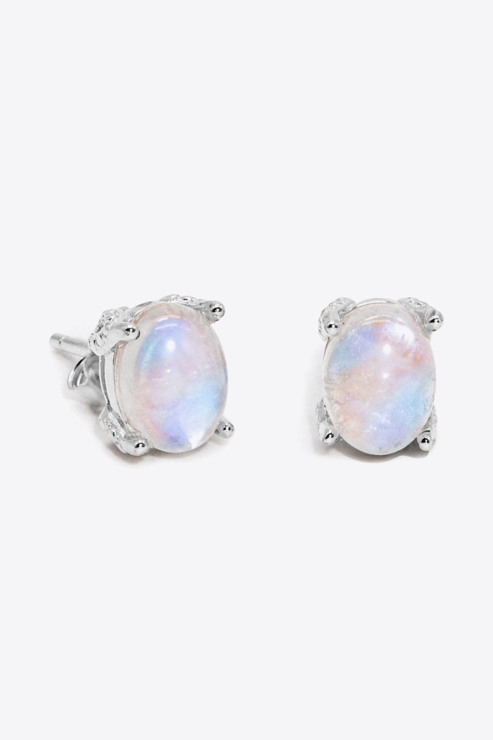 Natural Moonstone 4-Prong Stud Earrings